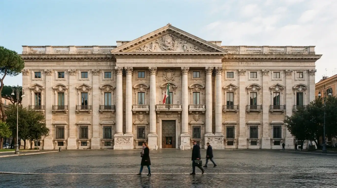 La facciata della sede dell'Agenzia delle Dogane e dei Monopoli a Roma