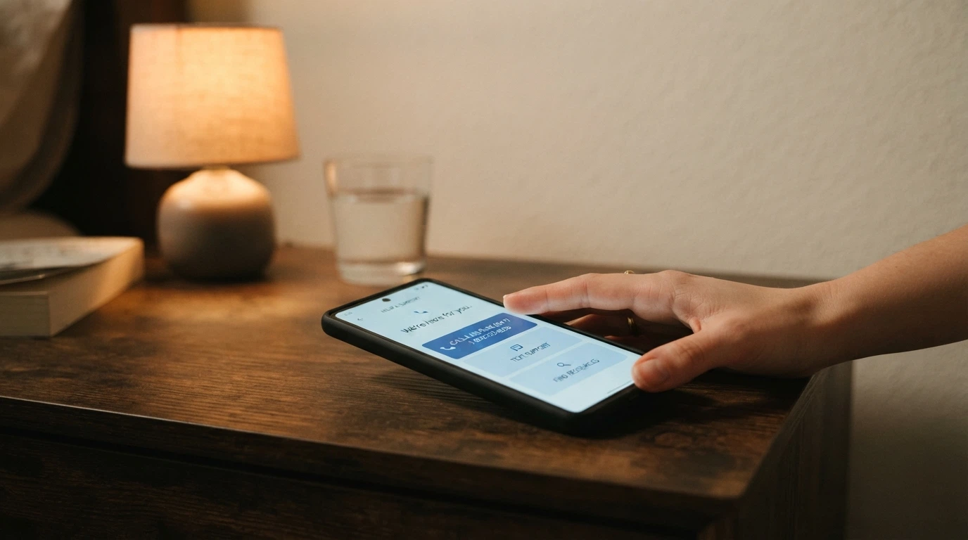 Una linea telefonica d'aiuto con il numero 800 558822 in sovraimpressione su uno sfondo sobrio