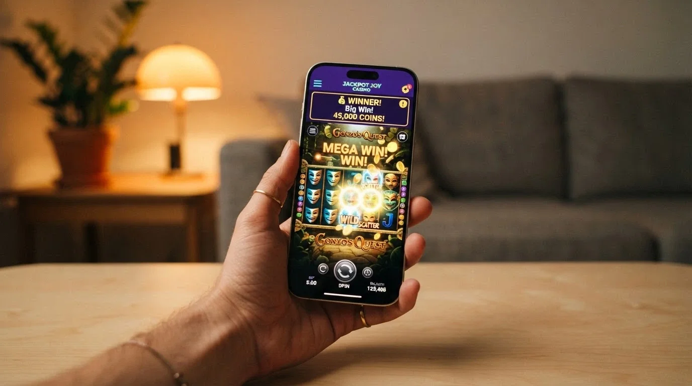 Una mano che tiene uno smartphone con l'interfaccia di un casinò mobile in evidenza e la notifica del cashback settimanale