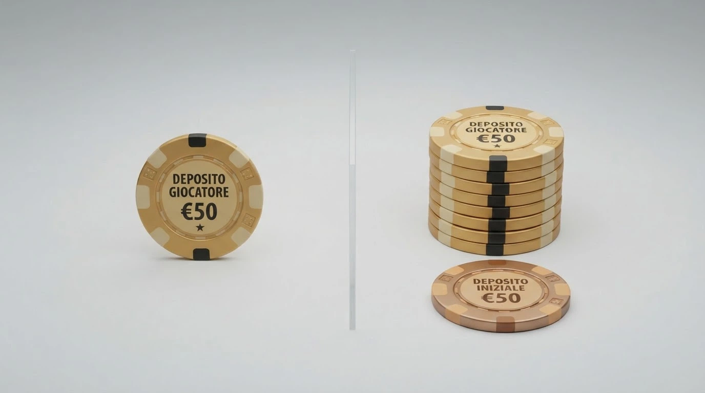 Schema che illustra il meccanismo del match: il giocatore versa una cifra e il casinò la quadruplica in saldo bonus