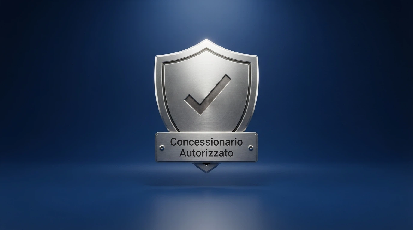 Il logo ADM accanto alla scritta «concessionario autorizzato» su sfondo istituzionale blu