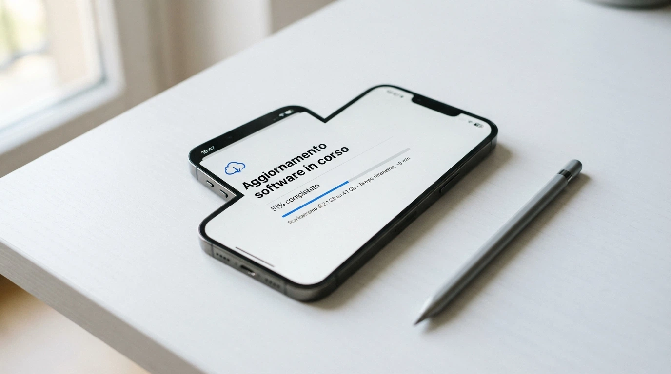 Primo piano di un iPhone con la pagina dell'App Store aperta sul download di un'app casinò, la barra di progresso a metà.