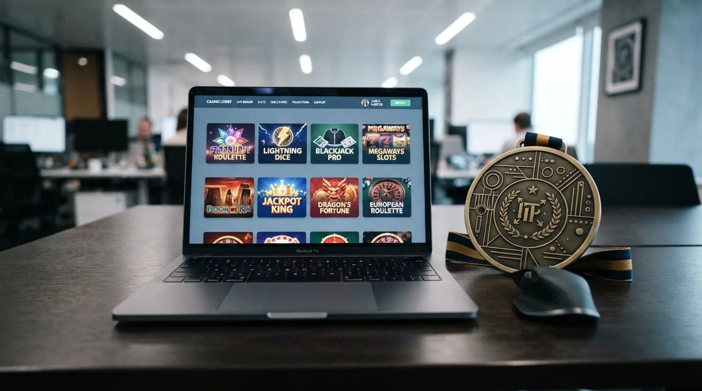 Un certificato di licenza di gioco emesso da un'autorità internazionale accanto alla schermata di un casinò online con testo in inglese