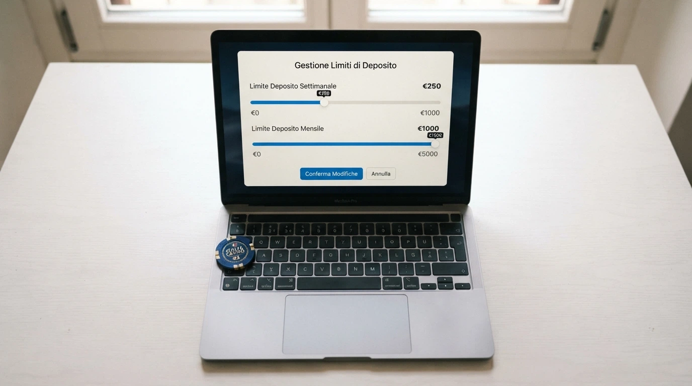 L'interfaccia di impostazione dei limiti di deposito nell'area personale di un casinò online, con cursori per limite settimanale e mensile.