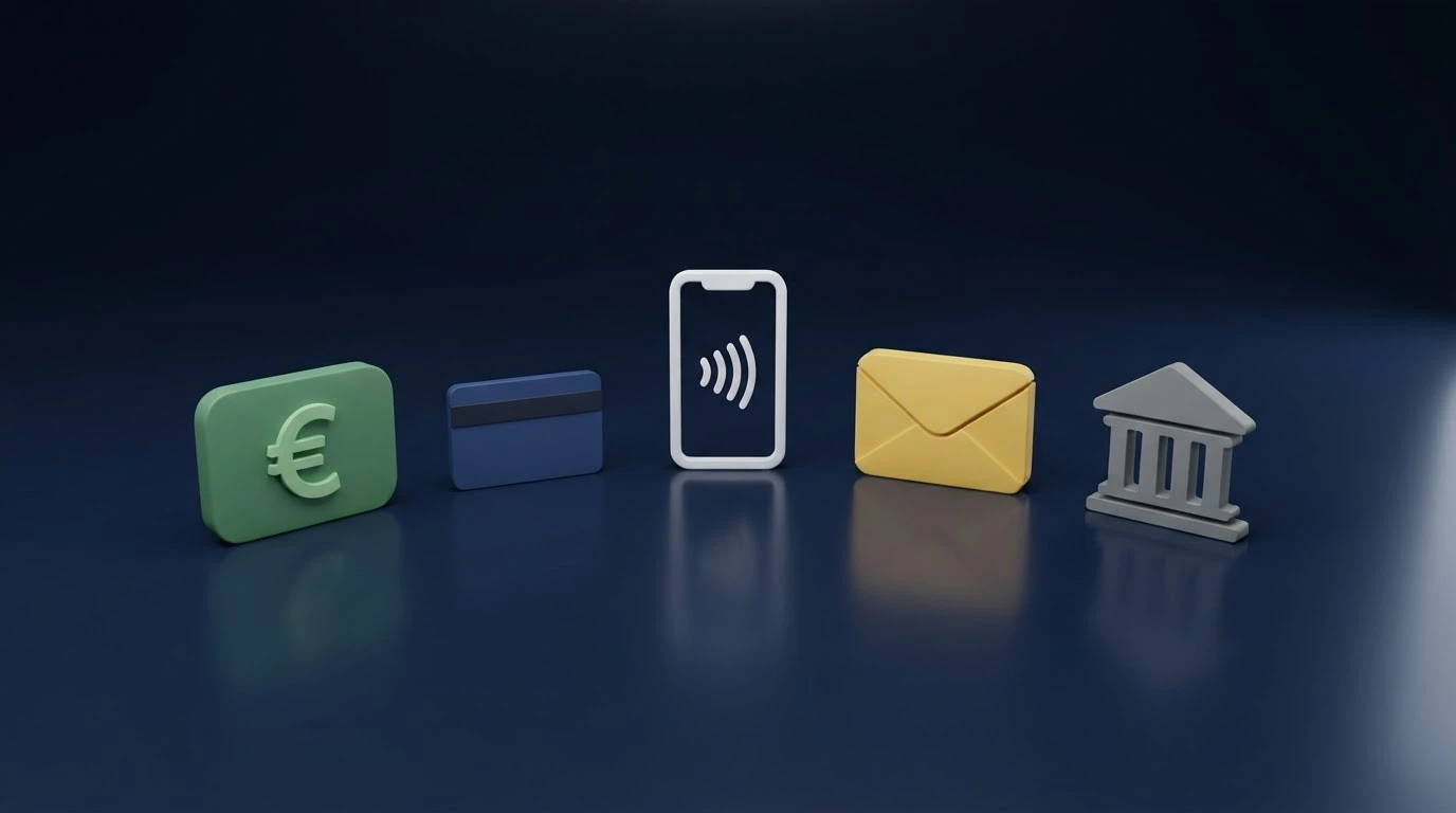 Icone di metodi di pagamento (PayPal, PostePay, Apple Pay, Google Pay, Satispay) su sfondo casinò