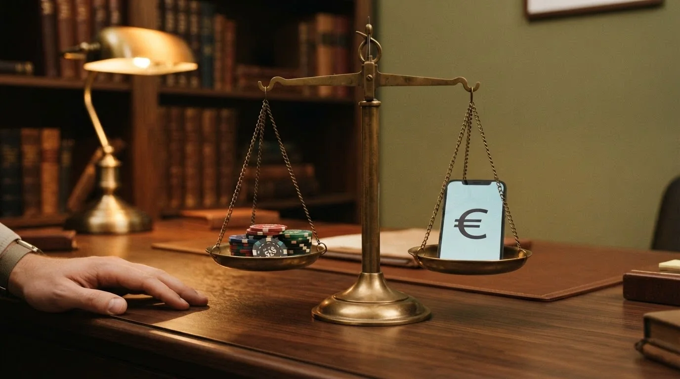 Bilancia visiva tra vantaggi (bonus, libertà) e rischi (assenza di tutele, blocco DNS) dei casino senza autoesclusione