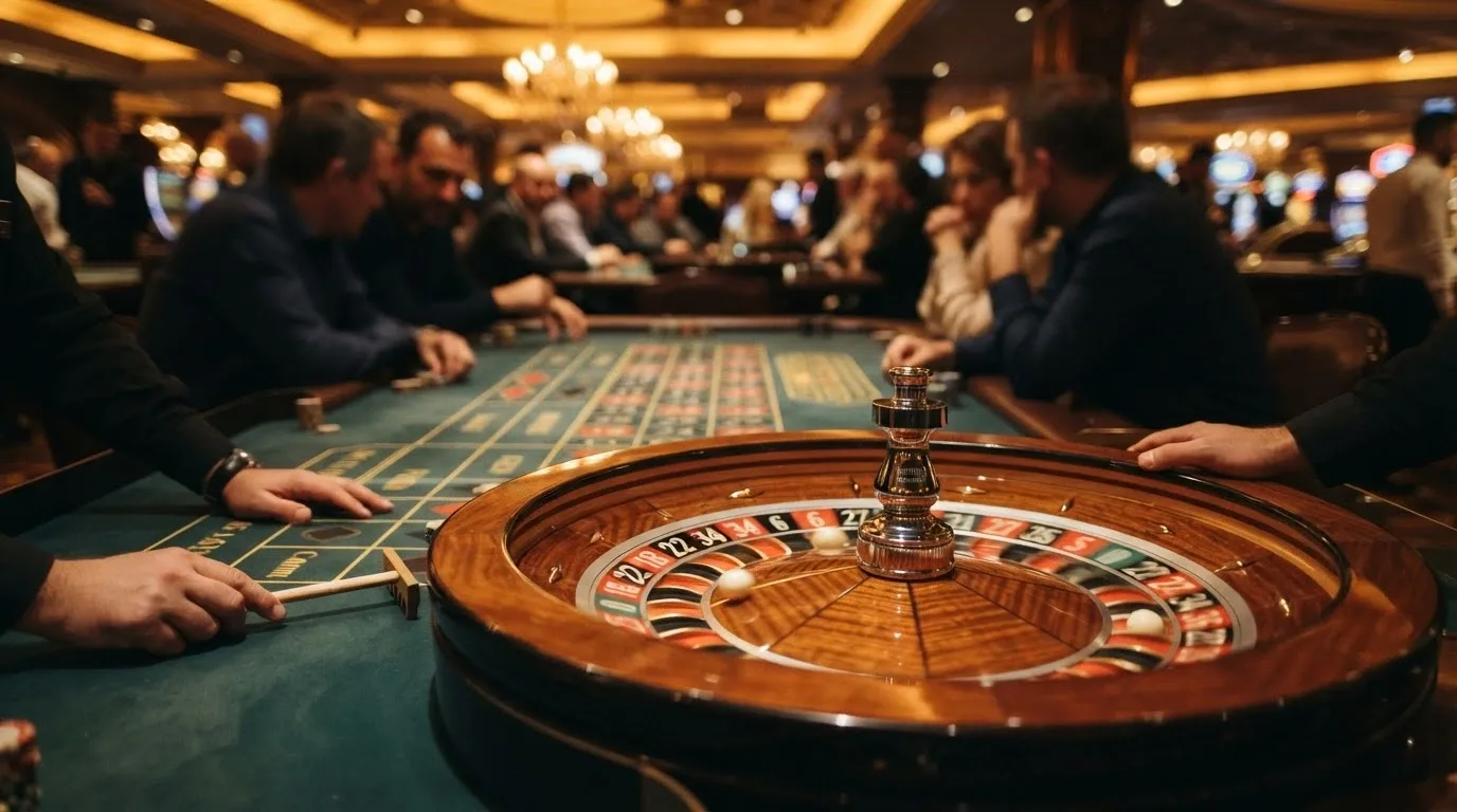 Tavolo di roulette con croupier inquadrato in diretta streaming dalla sala fisica del Casinò di Sanremo