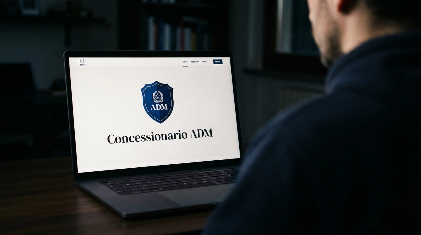 Il logo dell'Agenzia delle Dogane e dei Monopoli accanto alla dicitura «concessionario ADM» su un casinò online