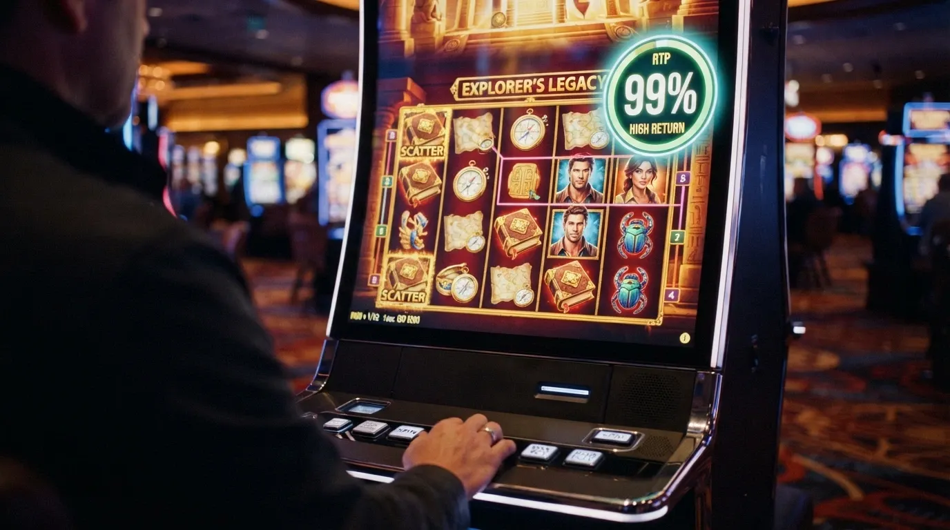 L'interfaccia di una slot machine ad alto RTP, con il valore RTP in evidenza